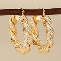 Gold Twisted Rope Hoop Earrings Seven Styles Metal Alloy view 8