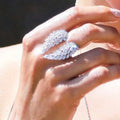 Marquise Leaf Cluster Adjustable Open Ring In Three Metal Tones view 3