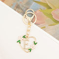 Gold Heart Initial Letter Keychain Floral Rhinestone Charm view 10