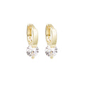Clear CZ Huggie Hoop Earrings Gold Or Silver Metal view 5