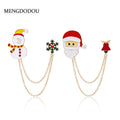 Christmas Snowman Santa Dual Chain Enamel Brooch Pins view 1