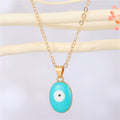 Gold Tone Round Candy Resin Evil Eye Pendant Necklaces in Six Colors view 9