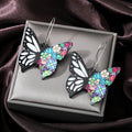 Silver Tone Colorful Butterfly Acrylic Long Hook Earrings view 4
