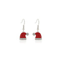 Red Santa Hat Clear Stone Silver Tone Hook Earrings view 5