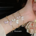 Gold Crystal Butterfly Charm Bracelets Four Pastel Colors view 3