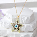 Gold Tone Star Resin Evil Eye Pendant Necklaces in Six Colors view 6