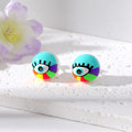 Colorful Round Eyeball Stud Earrings in Eight Designs view 10