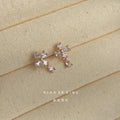 Mini Clear Crystal Cross Stud Earrings Silver Tone view 3