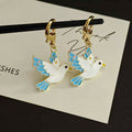 White Flying Dove Lobster-Clasp Charm with Blue Wings view 3