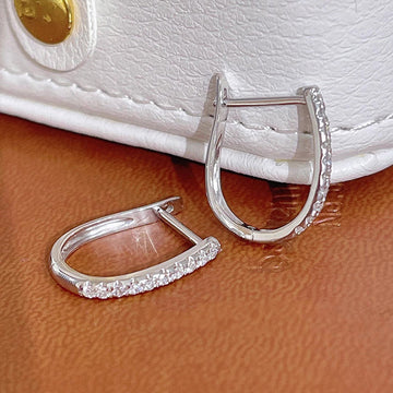 Micro Pavé U Shape Huggie Hoop Earrings Three Metal Tones