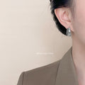 Gold and Silver Ribbed Wavy Geometric C-Shape Stud Earrings view 3