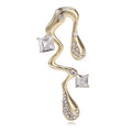 Gold Tone Abstract Twin Bird Brooch With Square Crystals view 1