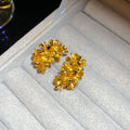 Gold Tone Layered Floral Cluster Statement Stud Earrings view 6