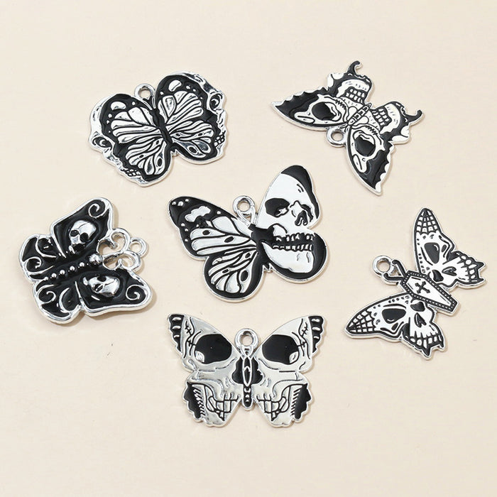 Black and White Skull Butterfly Metal Charms in Seven Styles