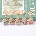 Rhinestone Goat Keychain Gold Tone Zodiac Animal Bag Charm view 2