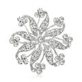Gold Silver Openwork Flower Rhinestone Brooch Two Finishes view 1
