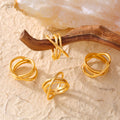 Gold Cross Wrap Multi-Band Openwork Metal Finger Ring view 4