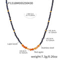 Lapis Lazuli Red Agate Beaded Necklace Gold Accents view 6