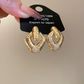 Crystal Textured Drop Stud Earrings In Two Tones Jewelry Design view 6