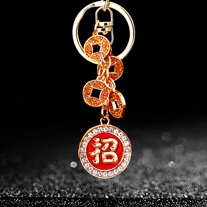 Crystal Five Coin Fortune Keychains in Five Colors plus Assorted