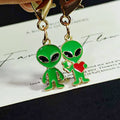 Green Enamel Alien Keychains Gold Lobster Clasp Four Styles view 3