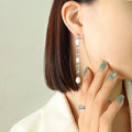 Gold And Steel Geometric Chain Pearl Drop Earrings view 6