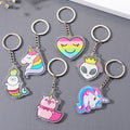 Silver Tone Printed Acrylic Character Split Ring Keychains view 1