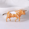 Running Bull Enamel Brooch in White Black or Brown view 8