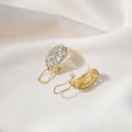 Gold Clear Look Marquise Leaf Huggie Hoop Earrings view 4