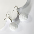 Large White Textured Golf Ball Drop Earrings with Gold Tone Findings view 6