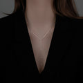 Gold Silver Y Lariat Necklace Satellite Ball Chain Two Tones view 3