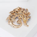 Jeweled Curled Peacock Brooch in Blue or Purple Crystal view 3