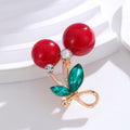 Red Green Cherry Crystal Enamel Nine Designs Metal Brooch Pin view 4