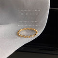 Gold Tone Wavy Clear Stone Slim Band Ring For Women view 1
