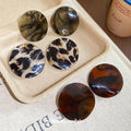 Leopard And Marbled Round Resin Disc Stud Earrings view 4