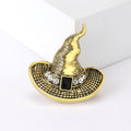 Curled Crystal Witch Hat Brooch in Gold or Silver Tone Finish view 3