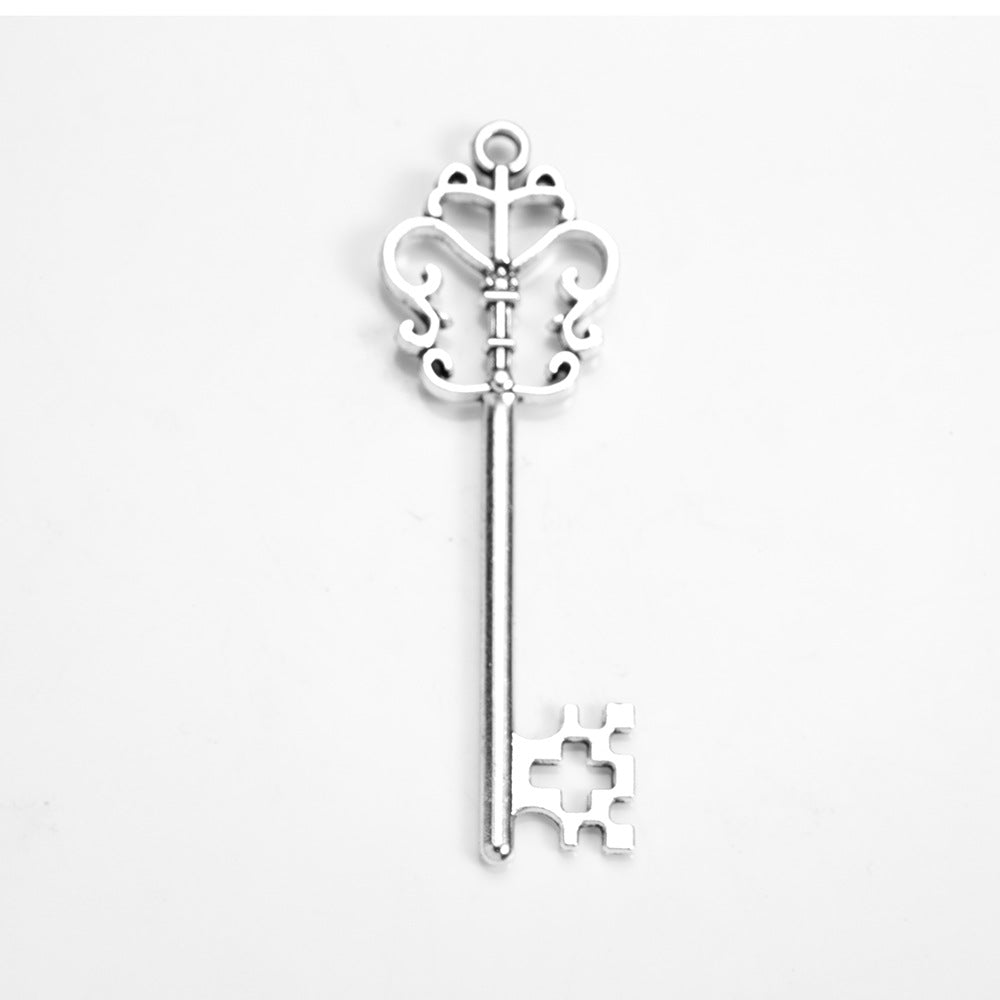 Vintage Double-Sided Floral Vine Key Charm Pendant 53x18mm