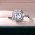 Silver Tone Cushion Double Halo Ring With Clear Stones view 2