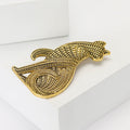 Gold Silver Tone Geometric Textured Sitting Cat Brooch view 3