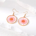 Gold Tone Round Pressed Flower Resin Hook and Stud Earrings in Eight Designs view 9