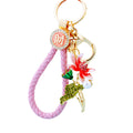 Pearl Lotus Flower Keychains in Pink and Green with Matching Fortune Loops view 5