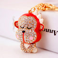 Clear Rhinestone Monkey Keychain With Lobster Clasp And Split Ring view 6