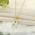 Gold Tone Rectangular Enamel Snake Card Pendant Necklaces view 6