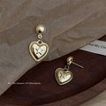 Gold Ball Stud Earrings Heart Drop Raised Star Center view 4