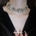 Oversized Geometric Gem Statement Choker Multicolor Silver Two view 1