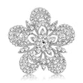Gold Silver Openwork Crystal Flower Rhinestone Brooch view 1