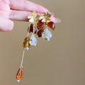 Asymmetric Glass Flower Butterfly and Heart Drop Earrings view 4