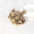 Black Gold Tone Crown Openwork Crystal Metal Brooch Pin view 5