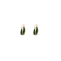 Green Inlay Gold Tone Rounded Medium Hoop Earrings view 5