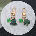 Four Green Clover and Hat Metal Keychain Design Set view 4
